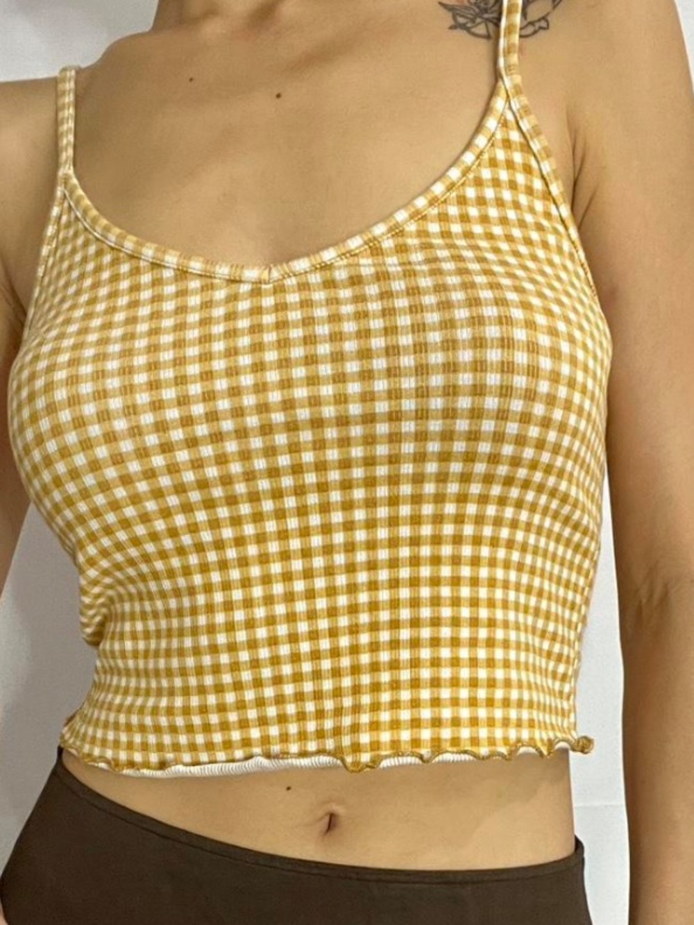 PacSun yellow gingham crop top Cami size XS